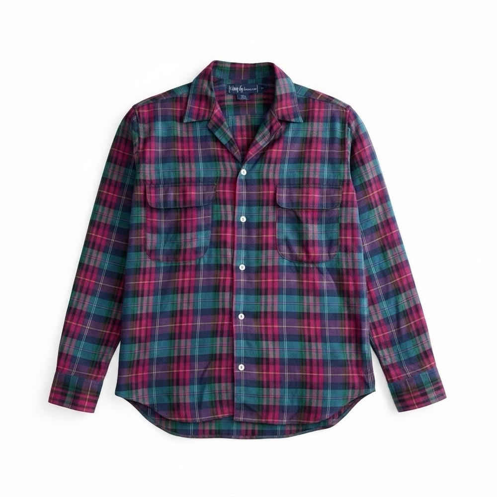 Ralph Lauren Women's Relaxed Fit Plaid Cotton Shirt Green Multi Women's 12 - Picture 2 of 9